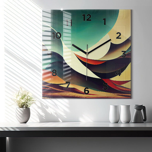 Square glass wall clock Abstract lines background