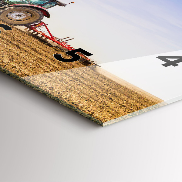 Square glass wall clock Farmer on a tractor