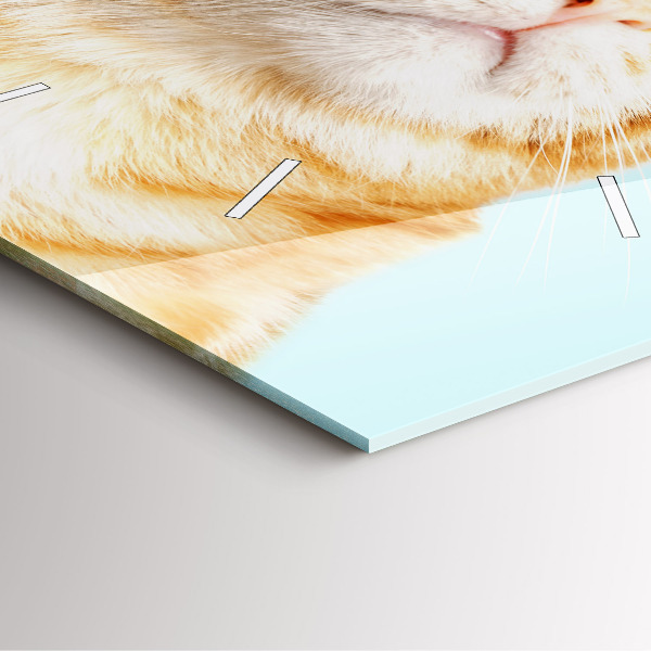 Square glass wall clock Funny cat with glasses