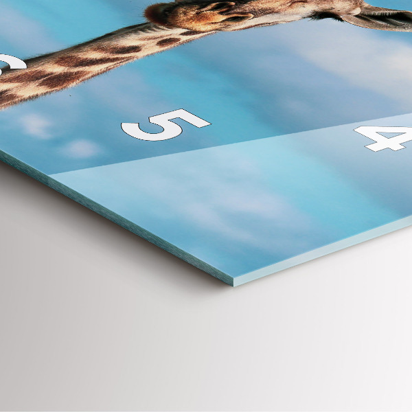 Square glass wall clock Giraffe head against the sky