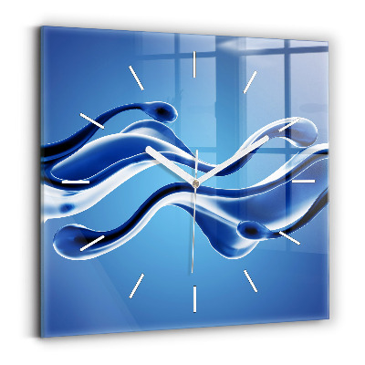 Square glass wall clock Liquid abstraction
