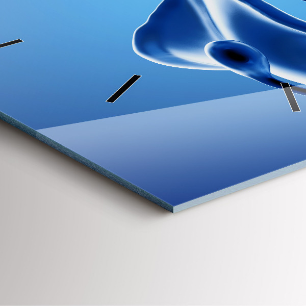 Square glass wall clock Liquid abstraction