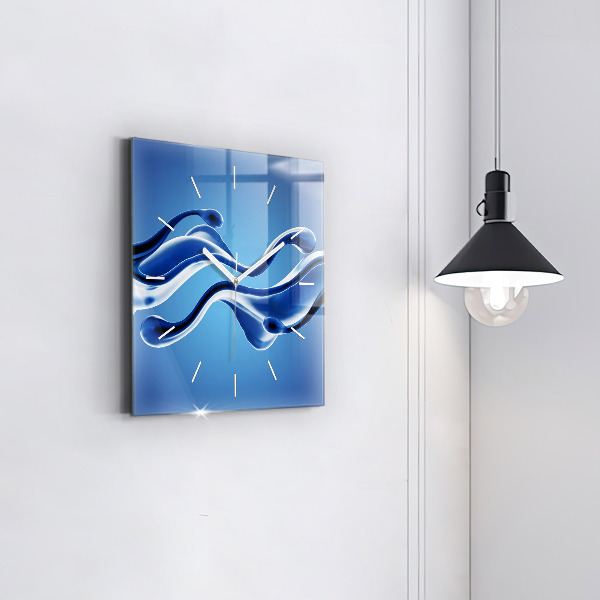 Square glass wall clock Liquid abstraction