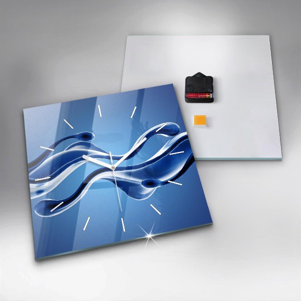 Square glass wall clock Liquid abstraction