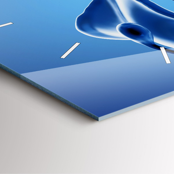 Square glass wall clock Liquid abstraction