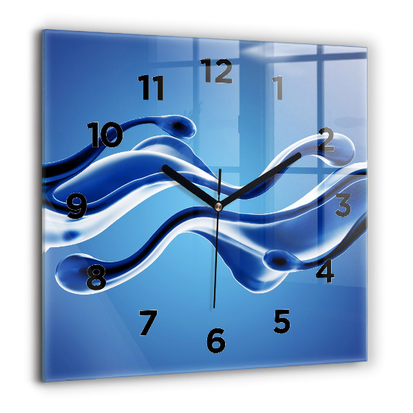 Square glass wall clock Liquid abstraction