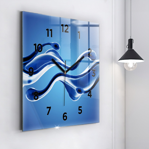 Square glass wall clock Liquid abstraction