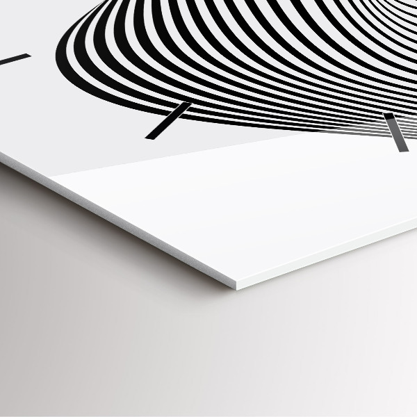 Square glass wall clock Black and white art