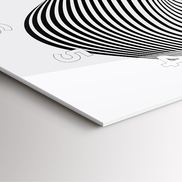 Square glass wall clock Black and white art