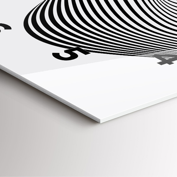 Square glass wall clock Black and white art