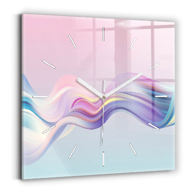 Square glass wall clock Pastel Wave Abstraction
