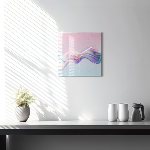 Square glass wall clock Pastel Wave Abstraction