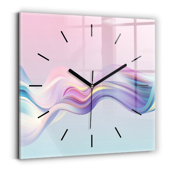 Square glass wall clock Pastel Wave Abstraction