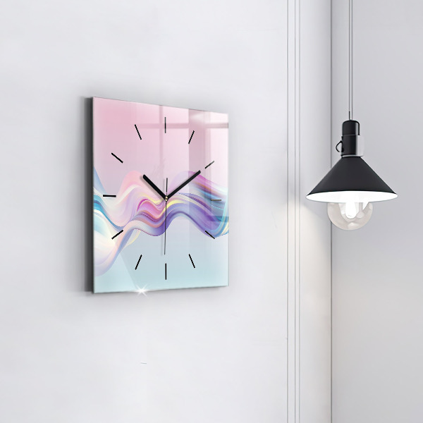 Square glass wall clock Pastel Wave Abstraction