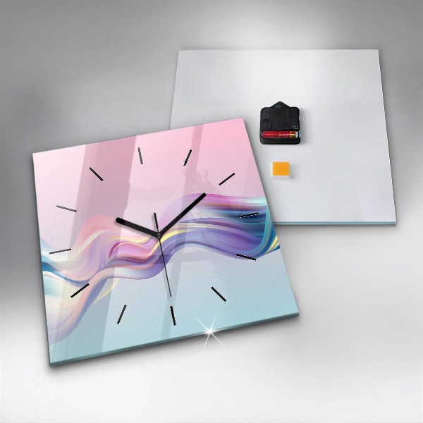 Square glass wall clock Pastel Wave Abstraction