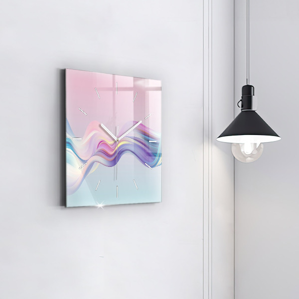 Square glass wall clock Pastel Wave Abstraction