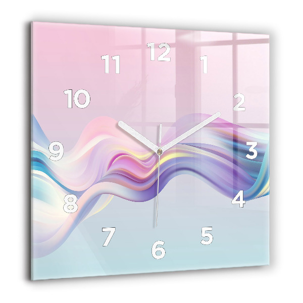 Square glass wall clock Pastel Wave Abstraction