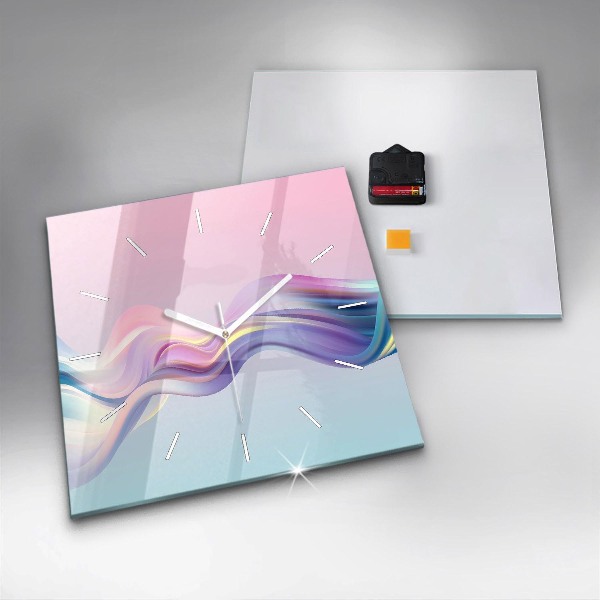 Square glass wall clock Pastel Wave Abstraction