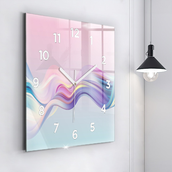 Square glass wall clock Pastel Wave Abstraction