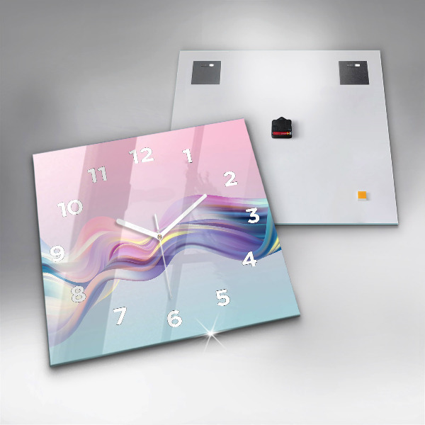 Square glass wall clock Pastel Wave Abstraction