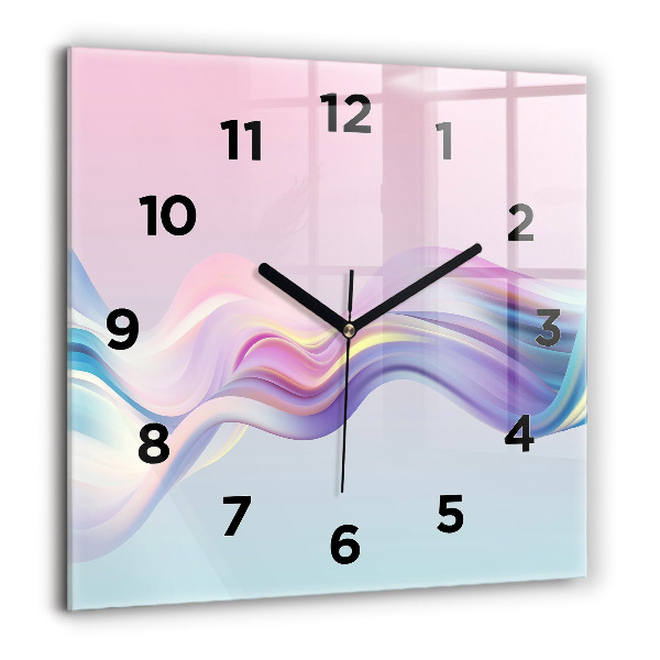 Square glass wall clock Pastel Wave Abstraction