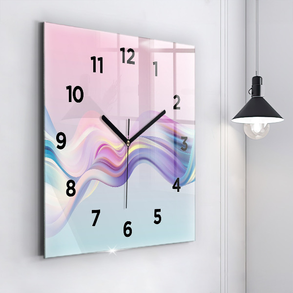 Square glass wall clock Pastel Wave Abstraction