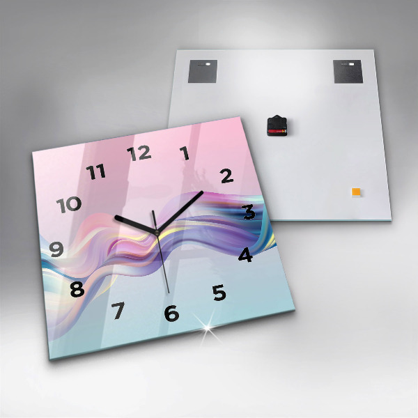 Square glass wall clock Pastel Wave Abstraction