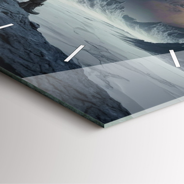 Square glass wall clock Man in front of the moon