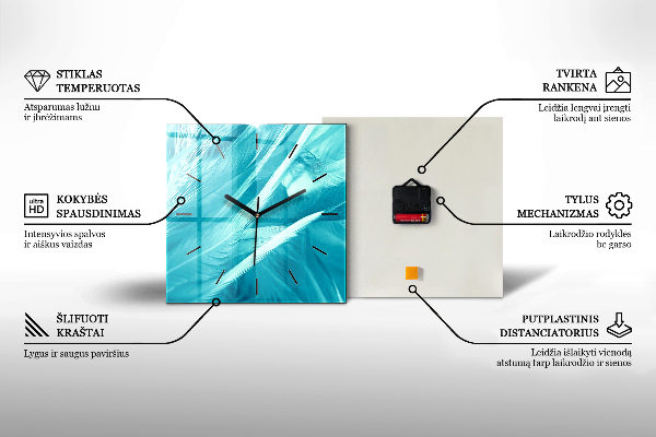 Square glass wall clock Forest and magic mushrooms