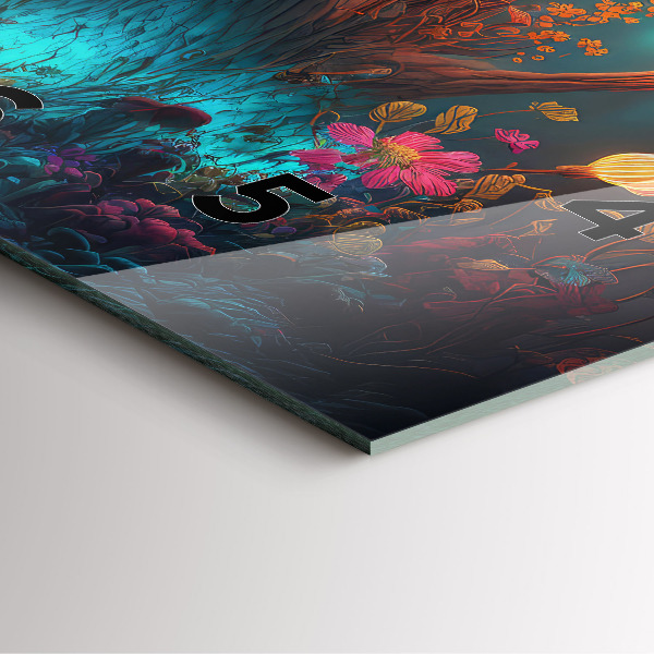 Square glass wall clock Forest and magic mushrooms