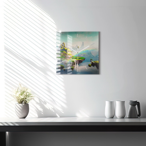 Square glass wall clock Chinese fantasy