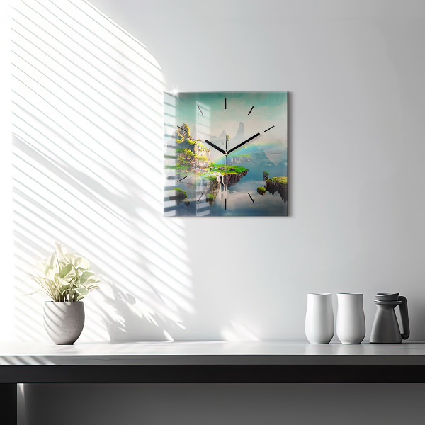 Square glass wall clock Chinese fantasy