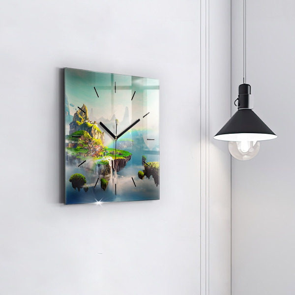 Square glass wall clock Chinese fantasy