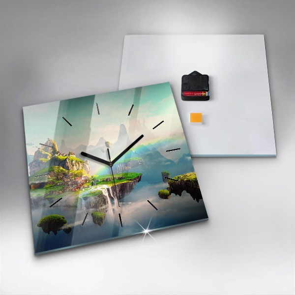 Square glass wall clock Chinese fantasy