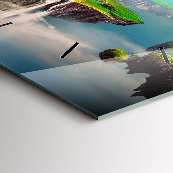 Square glass wall clock Chinese fantasy