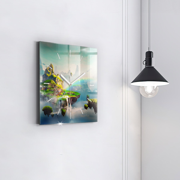 Square glass wall clock Chinese fantasy