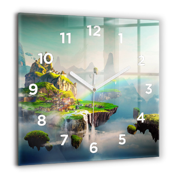 Square glass wall clock Chinese fantasy