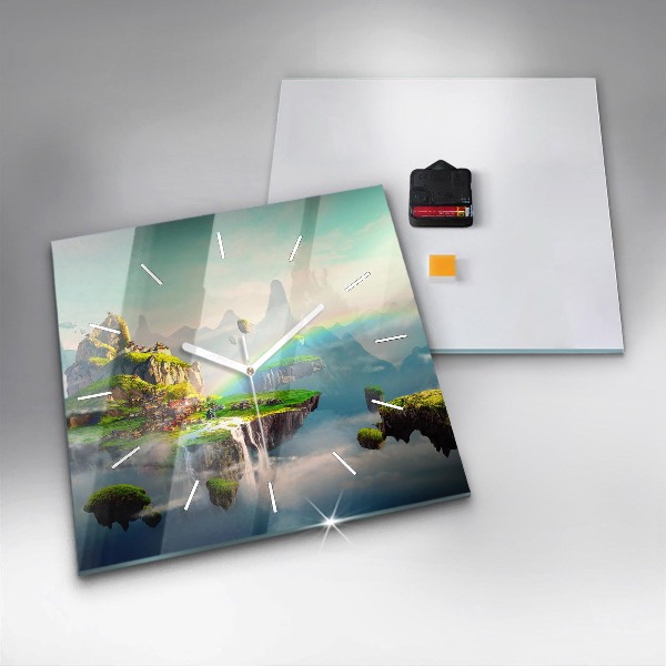 Square glass wall clock Chinese fantasy