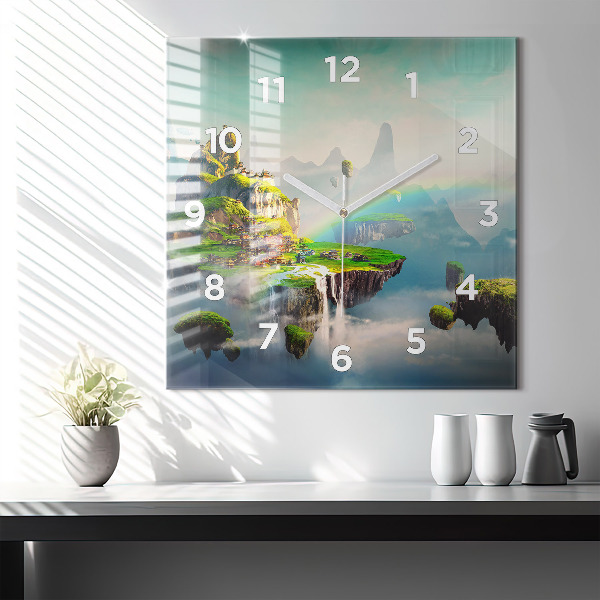 Square glass wall clock Chinese fantasy