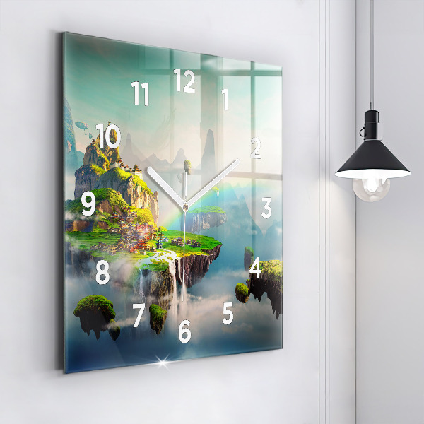 Square glass wall clock Chinese fantasy