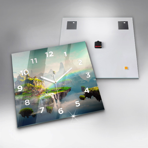 Square glass wall clock Chinese fantasy