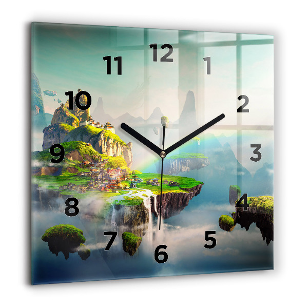 Square glass wall clock Chinese fantasy