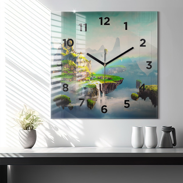 Square glass wall clock Chinese fantasy