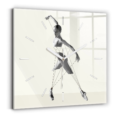 Square glass wall clock Abstract woman dancer