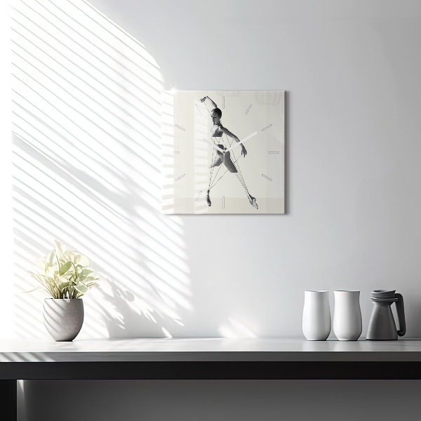 Square glass wall clock Abstract woman dancer