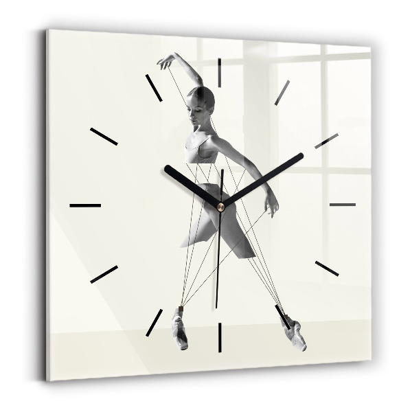 Square glass wall clock Abstract woman dancer