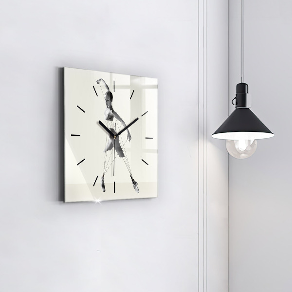 Square glass wall clock Abstract woman dancer