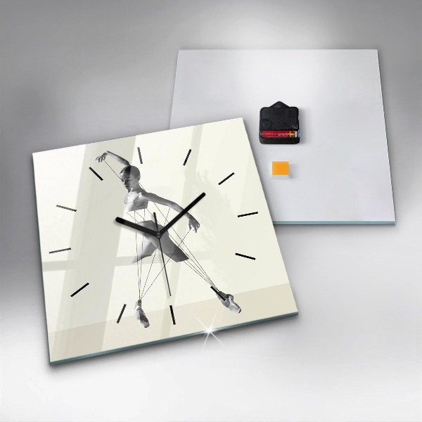Square glass wall clock Abstract woman dancer