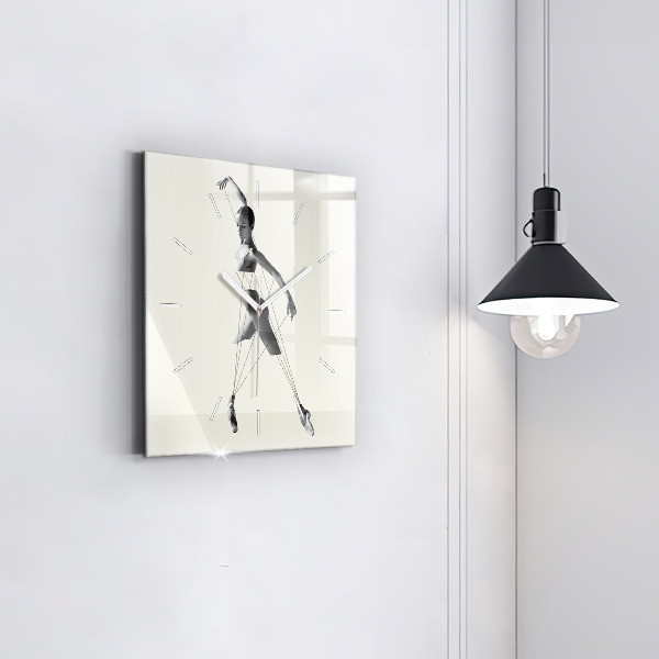 Square glass wall clock Abstract woman dancer