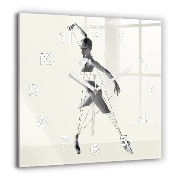 Square glass wall clock Abstract woman dancer